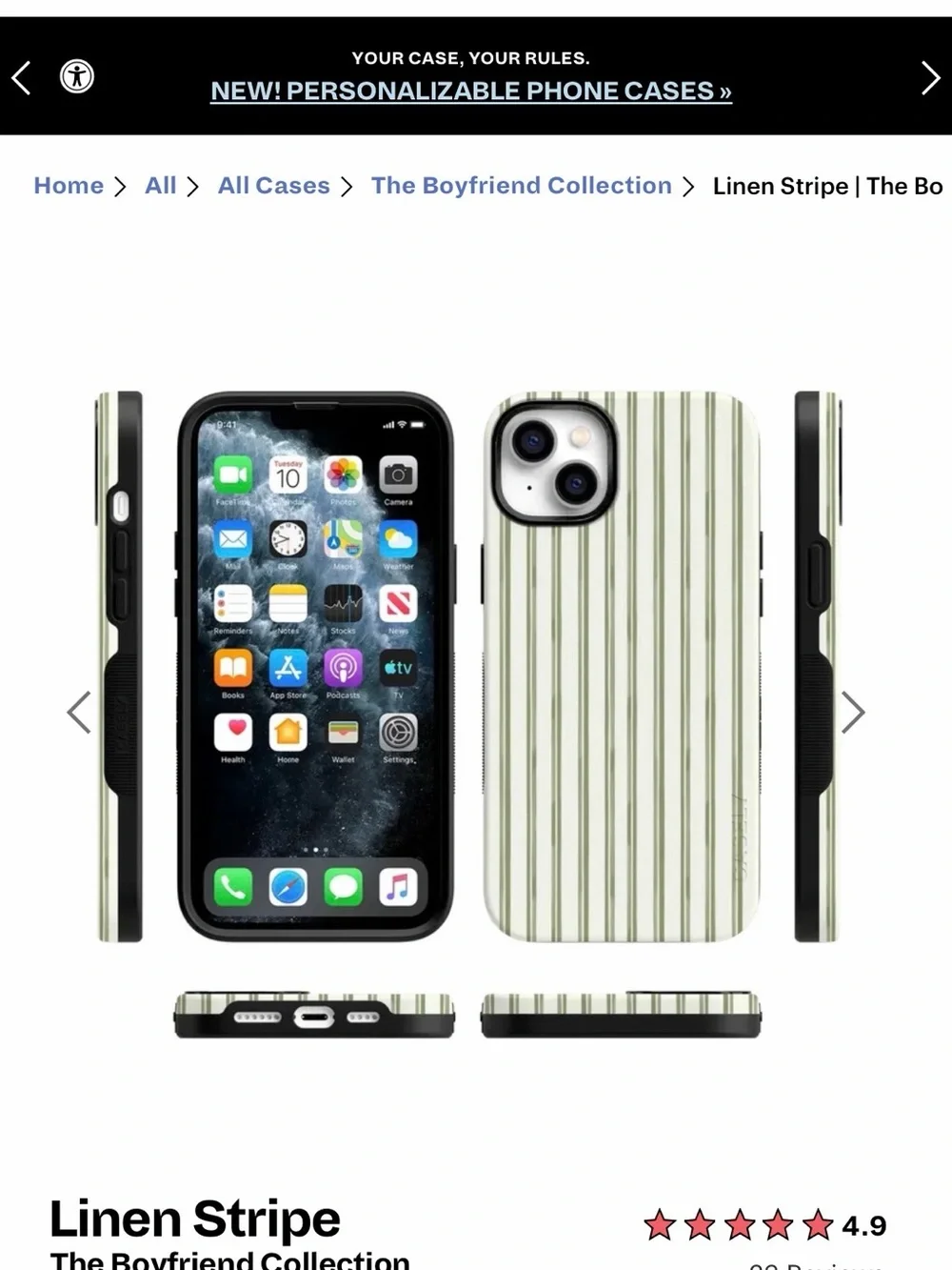 Casely White and Gold Stripe Tablet Case — Slim Protective Cover
